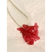 352 Collier quartz aura rouge, argent sterling 